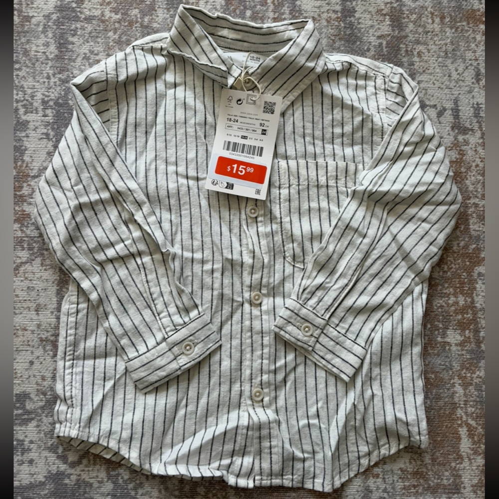 Boys zara linen blend shirt